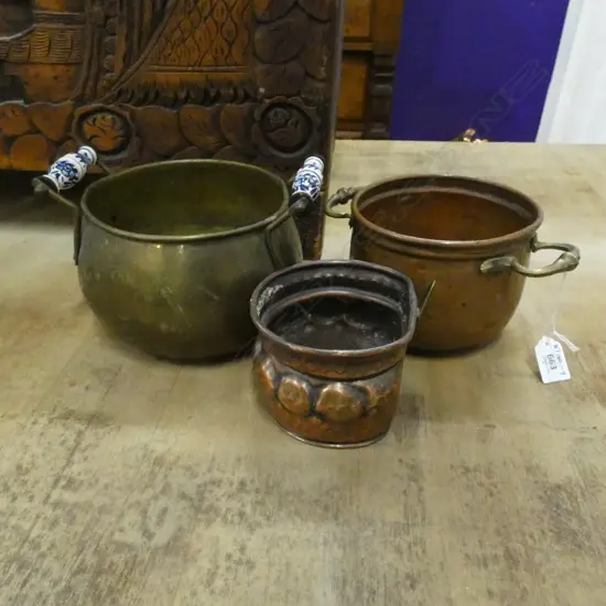 3 COPPER ITEMS POTS ETC