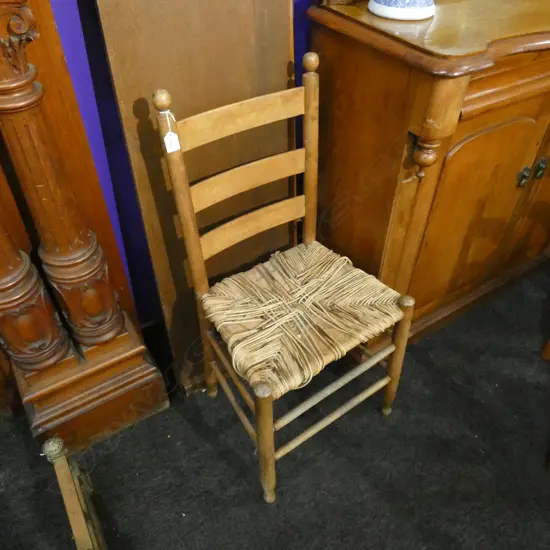 VINTAGE LADDER BACK CHAIR w. WOVEN SEAT AF