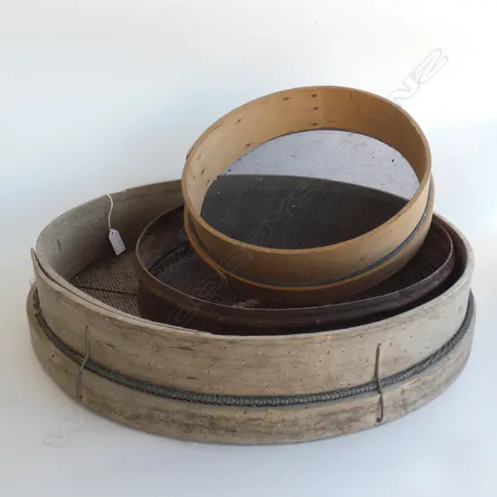 3 VINTAGE SOIL SIFTERS 510mm dia