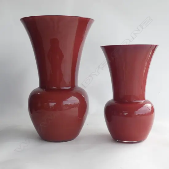 2 BAROVIER & TOSO, VENEZIA, VASES, w MURANO VERTRI 007 LABELS Ex Sultan of Brunei