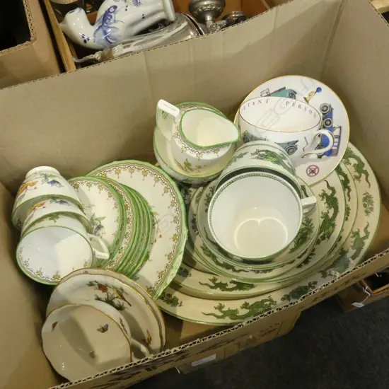 BOX LOT ASST CHINA INCL BOOTHS GREEN DRAGON PCS ETC..