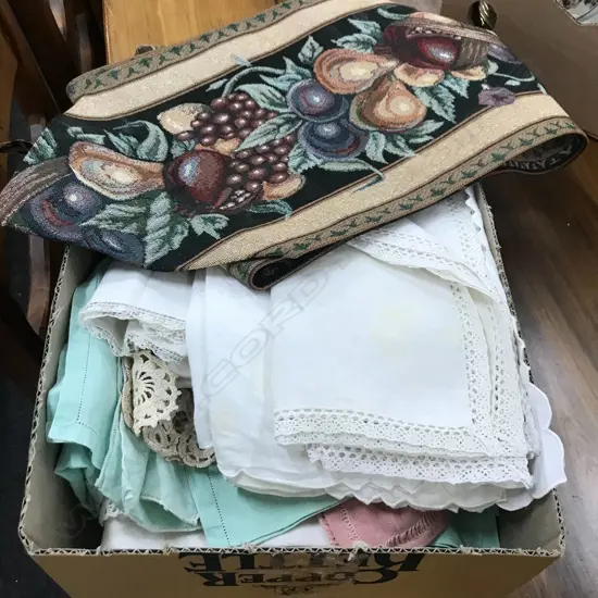 BOX OF ASST LINEN & EMBROIDERY