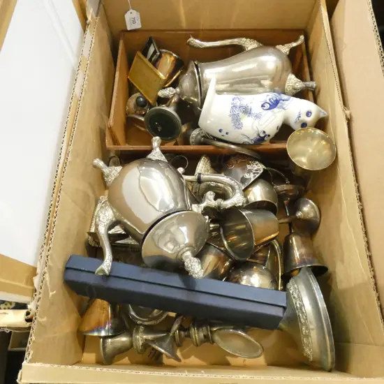 BOX ASST SILVER PLATE ITEMS ETC...