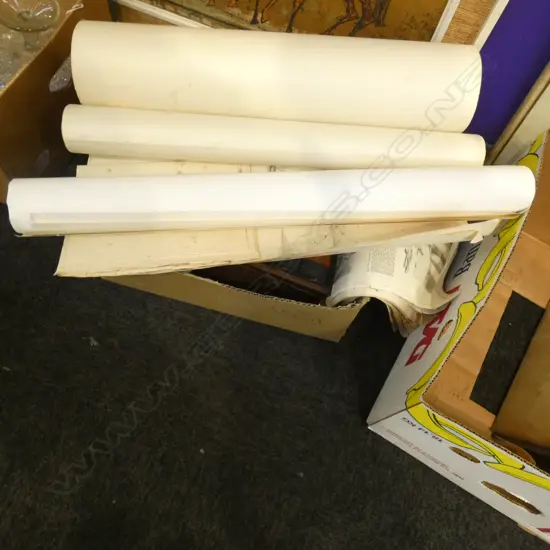 BOX LOT ARCHITECTURAL POSTERS, SHEET MUSIC, BOOK BOX ETC