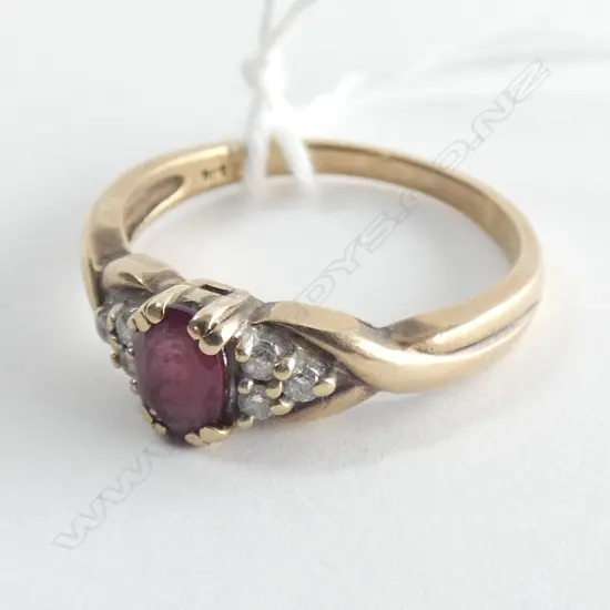 9CT GOLD RUBY ? & DIAMOND RING