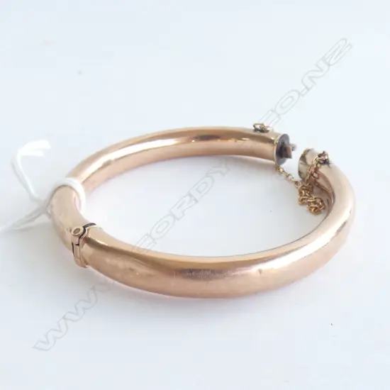 ANTIQUE 9CT ROSE GOLD PLATED BANGLE (AF) SILVER LINED