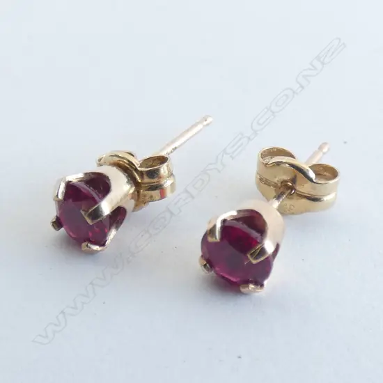PAIR 9CT GOLD AND RUBY? STUD EARRINGS