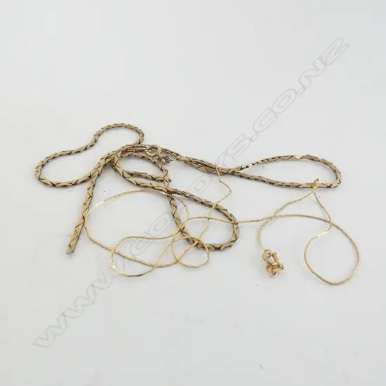 2 GOLD CHAINS. 1X 9CT A.F 7.45gms & 1X 14K A.F 0.95gm