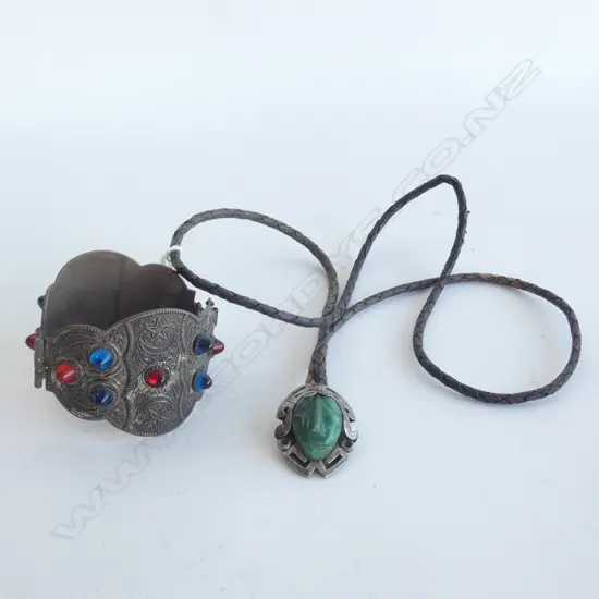 MEXICAN 925 & JADE PENDANT BOLO NECKLACE + BRACELET