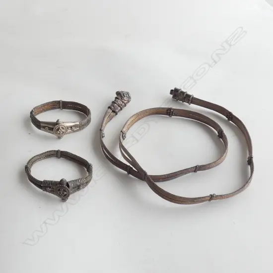 LOW GRADE SILVER MESH BELT AND TWO BRACELET SET