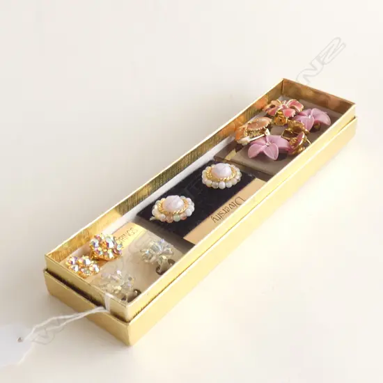 6 PR CLIP EARRING INCL 3 PR ENAMEL & 2 PR CRYSTAL