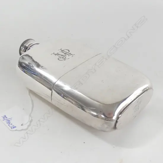 SILVER PLATED HIP FLASK WALKER AND HALL SHEFFIELD L 170MM