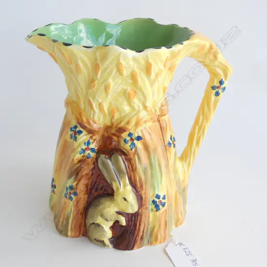 A BURLEIGHWARE JUG CORN STOCKS WITH RABBITS, BROWN AND YELLOW