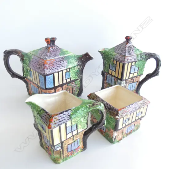 A GRIMWADES “YE OLDE SWAN" TEA SET, 1930s