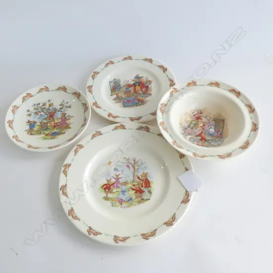 A ROYAL DOULTON BUNNYKINS BOWL AND PLATES