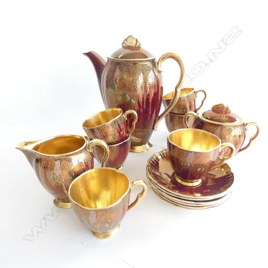 A CARLTON WARE ENAMELLED COFFEE SET, NEW STORK DESIGN,