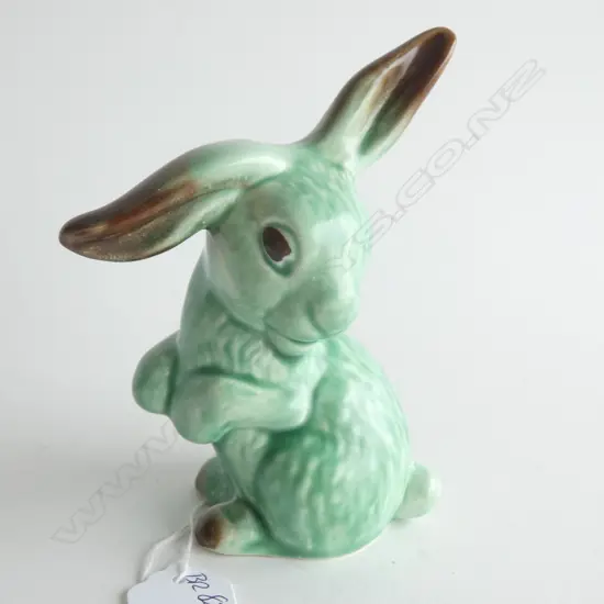 A SYLVAC LOP EARED RABBIT, GREEN WITH BROWN TIPPED EARS NO1302, H.130mm