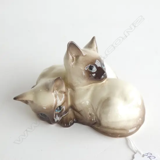 A BESWICK SIAMESE KITTENS GROUP, SEAL POINT. NO.1296.