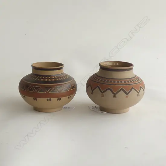 TWO POOLE (CARTER STABLER ADAMS) TERRACOTTA VASES, H.100mm
