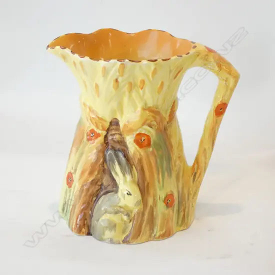 A BURLEIGH WARE JUG, RABBIT AND CORN STOOKS