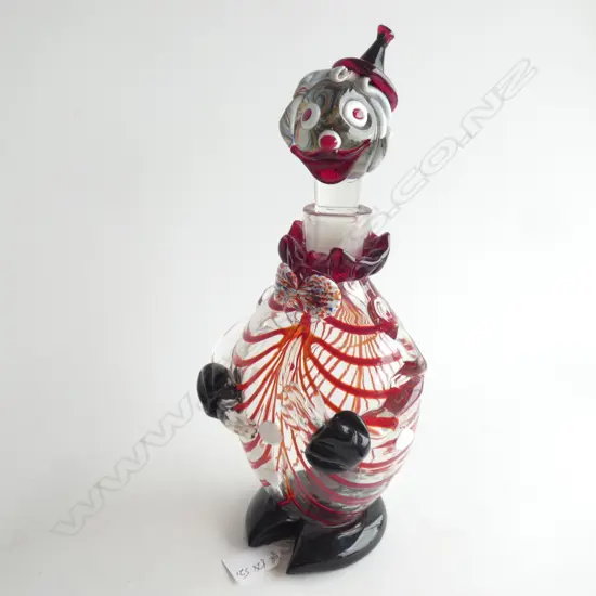 A GLASS MURANO CLOWN DECANTER, H.320mm