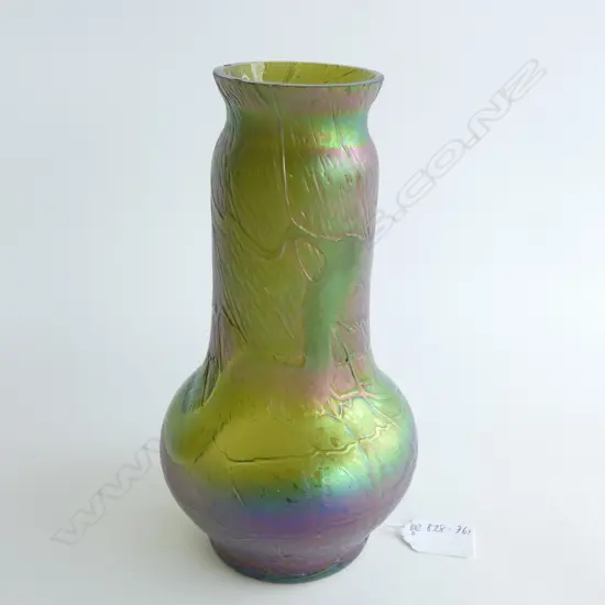 A 1920S GREEN OPALESCENT RELIEF MOULDED VASE, H.230mm