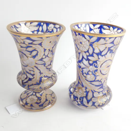 A TWO EARLY 20THC EUROPEAN ENAMELLED GLASS VASES, CIRCA 1910. H.160mm…