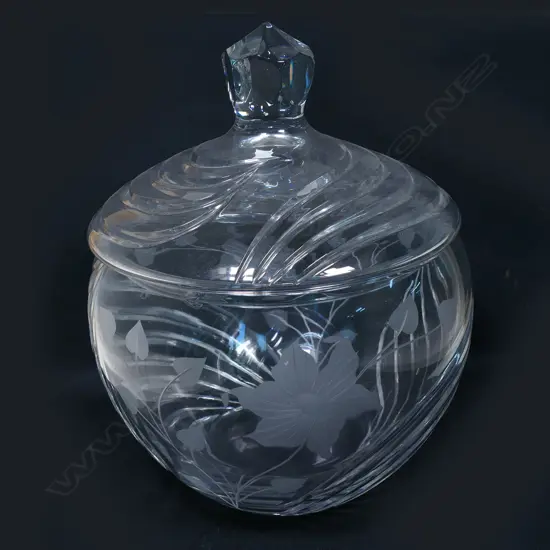 A GLASS PUNCH BOWL AND COVER, H.300mm