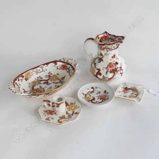 5PCS  MASONS IRONSTONE, BROWN VELVET PATTERN