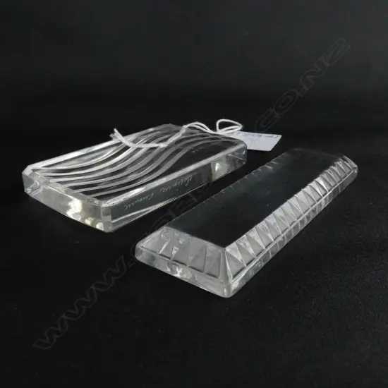TWO LALIQUE PAPER WEIGHTS - etched marks