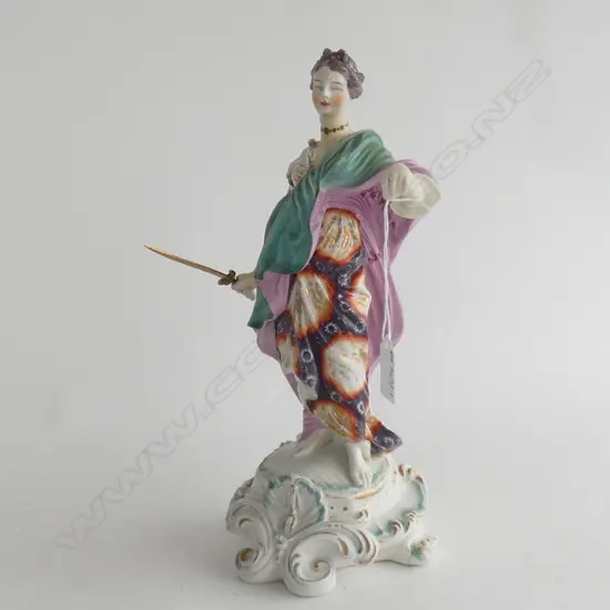 LARGE ANTIQUE CHINA FIGURE OF A GODDESS HOLDING SWORD H.310mm AF