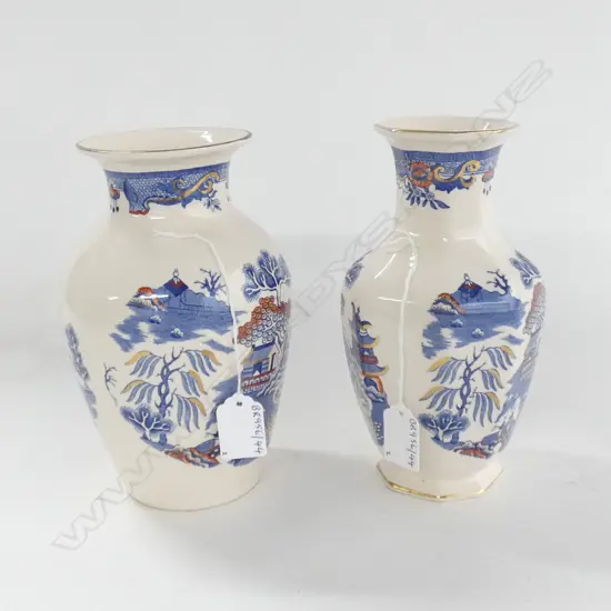 2 MASONS IRONSTONE GOLD WILLOW VASES