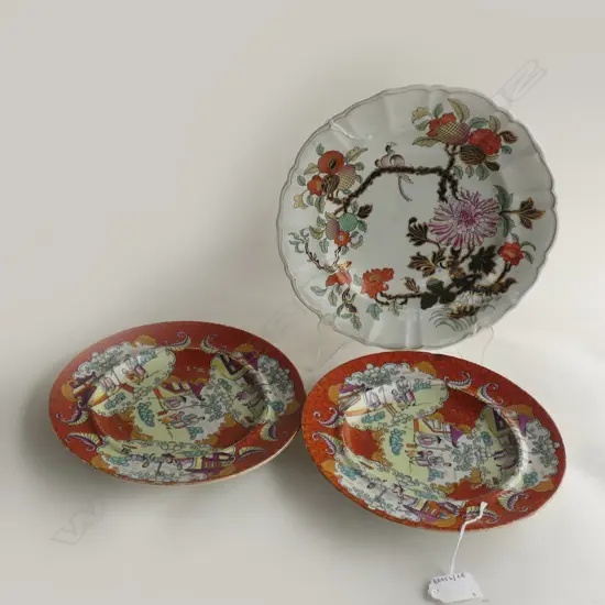 3 ANTIQUE MASONS IRONSTONE PLATES, ORIENTAL PATTERNS