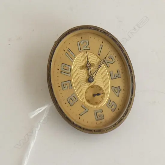 SWISS 8 DAY GILT BRASS CLOCK,NO KEY H 80 MM