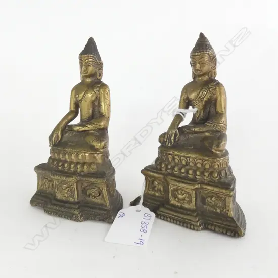 PAIR BRASS ALTAR BUDDHA  FIGURES