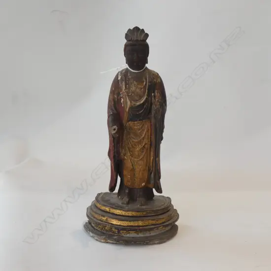 OLD ORIENTAL CARVED WOODEN FIGURE H.290mm