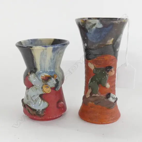 TWO JAPANESE SUMIDA GAWA VASES