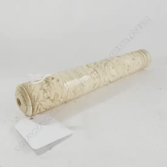CARVED BONE AND OR IVORY SEWING NEEDLE CASE WITH BONE NEEDLES L 140 MM
