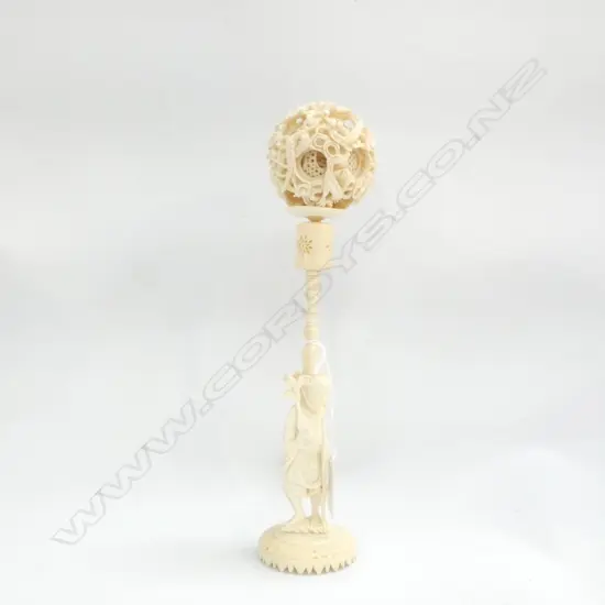 IVORY PUZZLE BALL ON STAND H.265mm