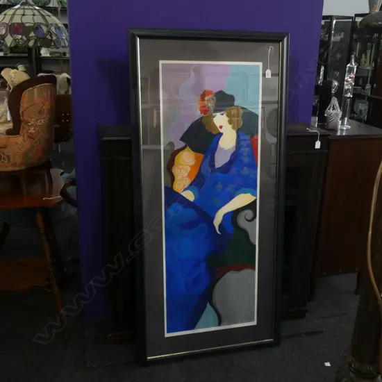 LARGE FRAMED TARKAY SERIGRAPH 'BLUE DRESS' SIGNED IN PENCIL 45/350 certificate... on the back