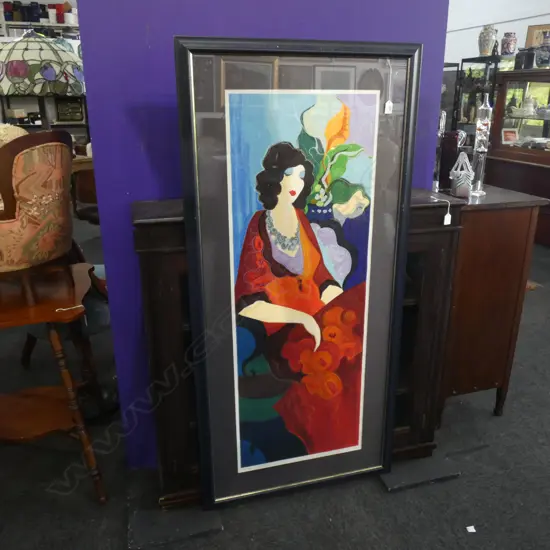 LARGE FRAMED TARKAY SERIGRAPH 'RED DRESS' 45/350 SIGNED IN PENCIL certificate on the back...