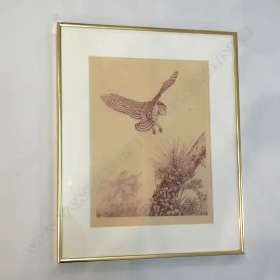 RUSSELL M. JACKSON 'N.Z. WAIPOU FOREST + MOORPORK OWL' ENGRAVING 3/75 385x290mm