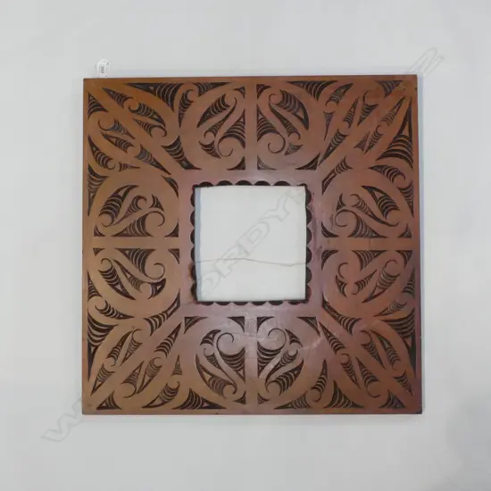 CARVED WOODEN MAORI FRAME 600x600mm sq 