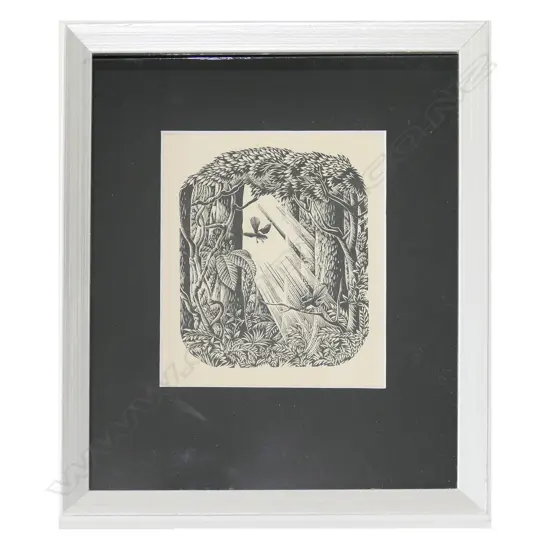 C. 1957 E. MERVYN TAYLOR - WOOD ENGRAVING, BEECH FOREST, UNSIGNED/UNEDITIONED,  H. 140 X W. 120mm