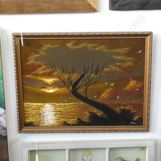 SIGNED VELVET PAINTING 430x580mm