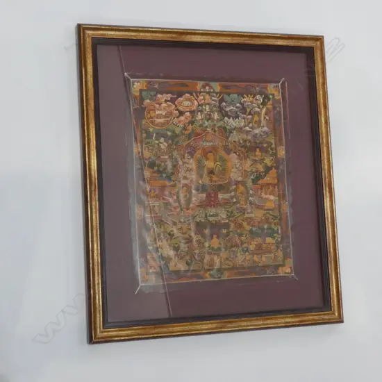 GILT FRAMED BUDDIST ARTWORK 370x310mm