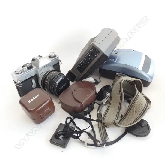 3 VINTAGE CAMERA & ASST ACCESSORIES.CANON TLb +...