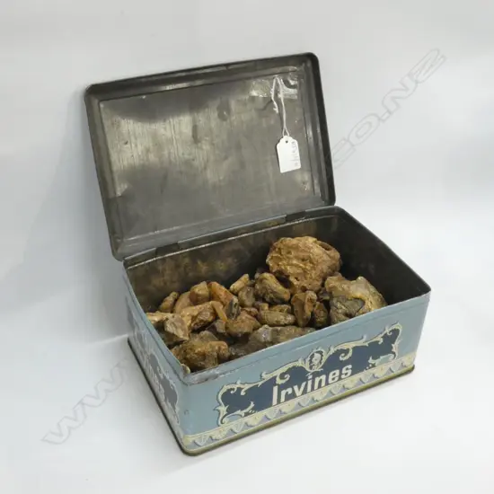 TIN OF KAURI GUM AMBER