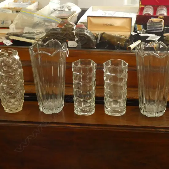 5 GLASS VASES H.225mm