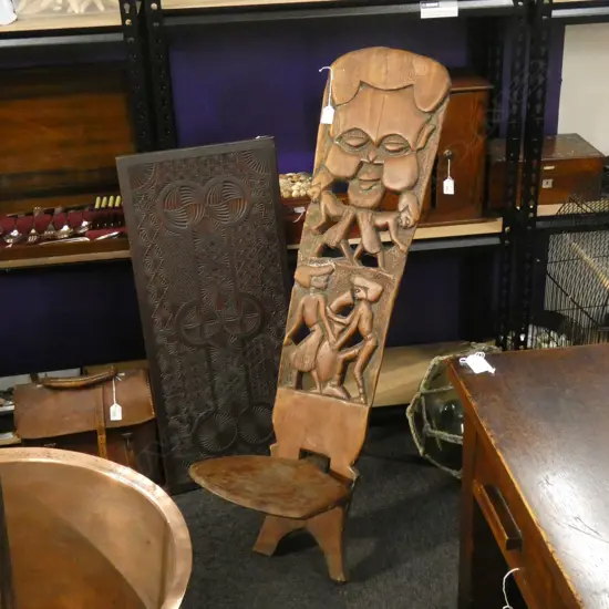 CARVED WOODEN AFRICAN CHAIR